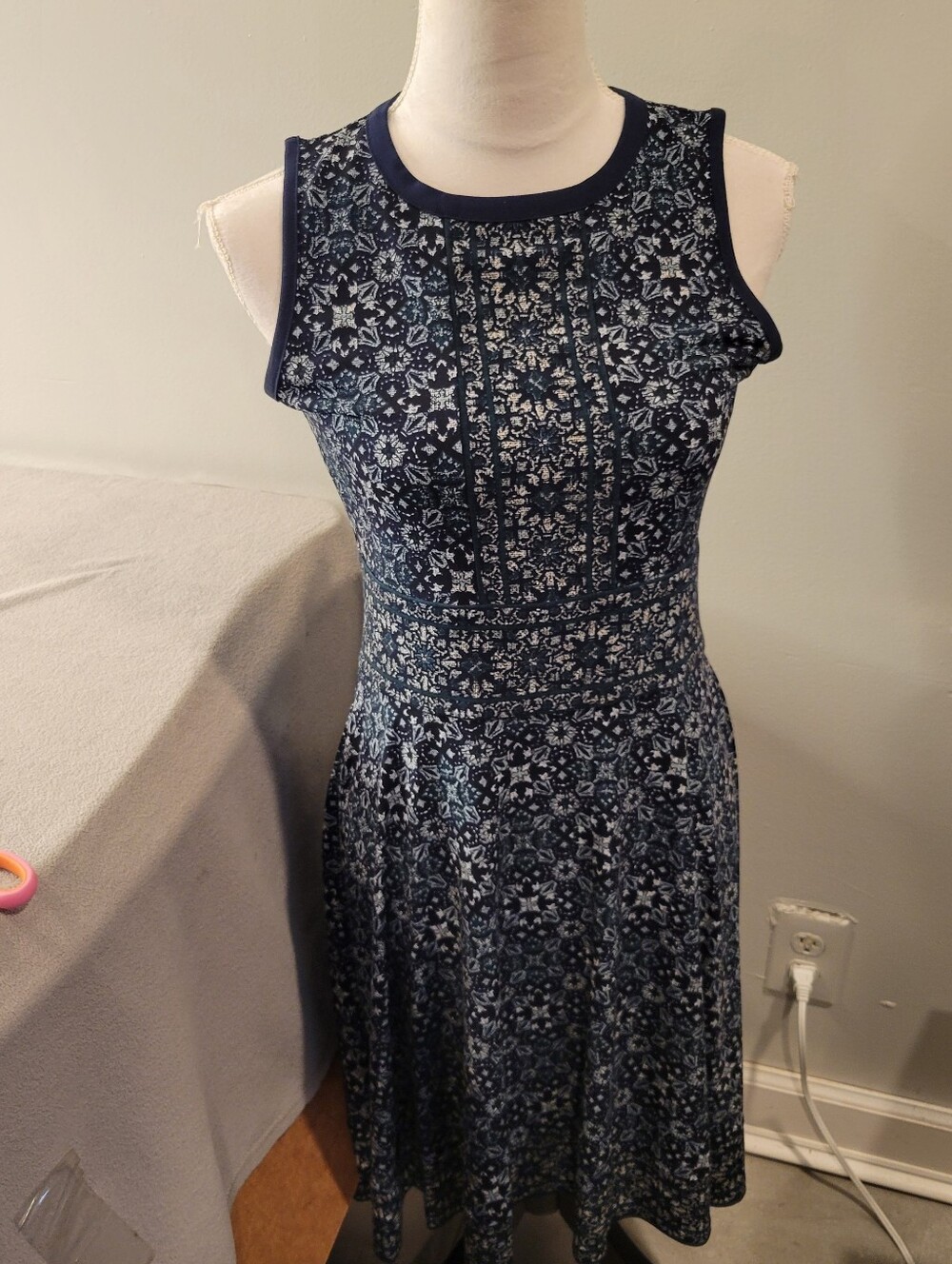 Michael Kors Fit & Flare Navy Green Dress Size Small